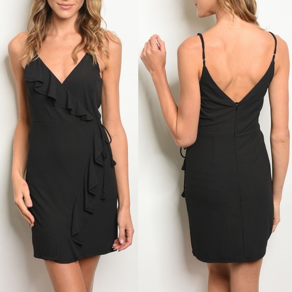 Essue Dresses & Skirts - Black Faux Wrap Dress {Essue}